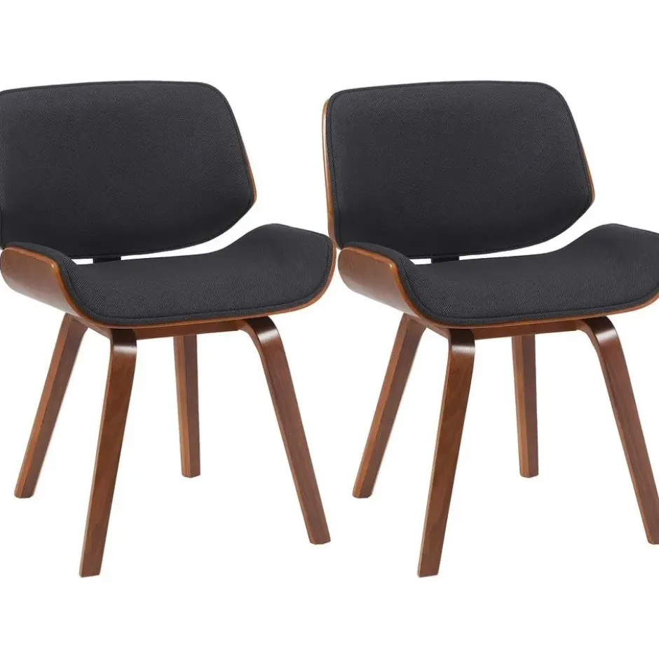 CLP Set van 2 Eetkamerstoel Beverley walnoot Frame - Stof - walnoot/zwart