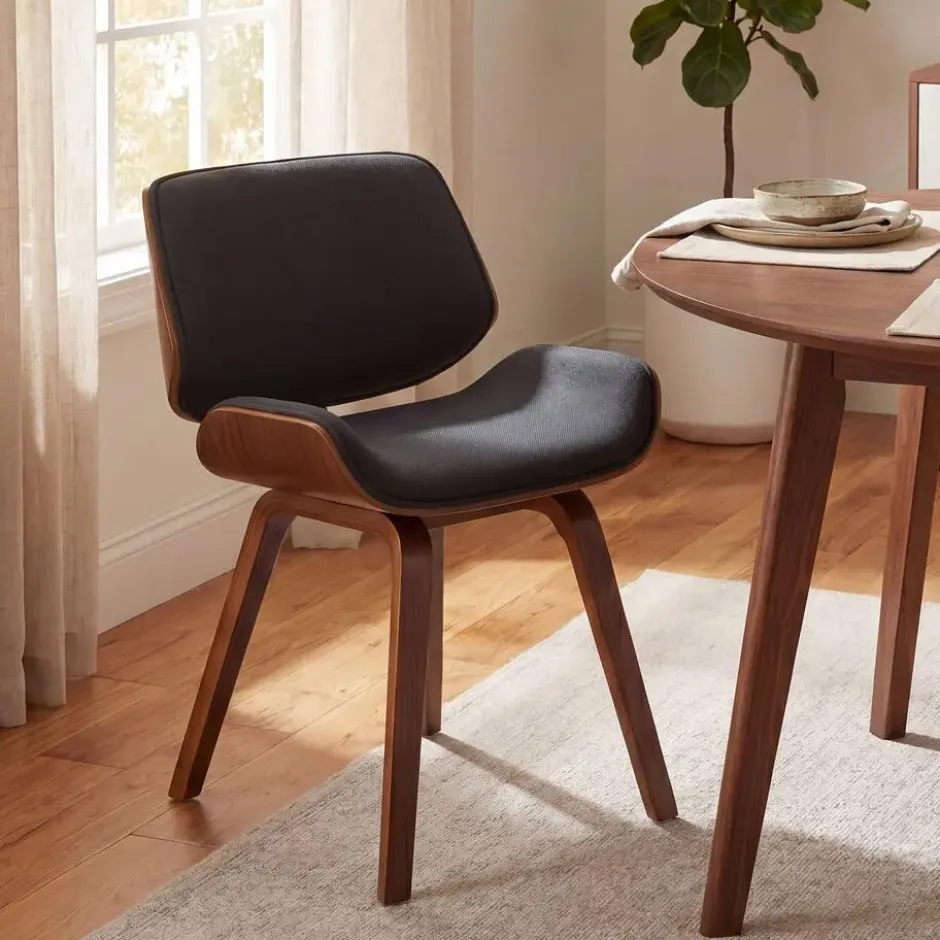 CLP Set van 2 Eetkamerstoel Beverley walnoot Frame - Stof - walnoot/zwart