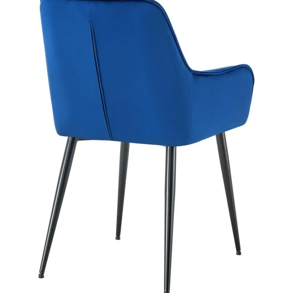CLP Set van 2 Eetkamerstoel Ferndale zwart Frame - Fluweel - donkerblauw