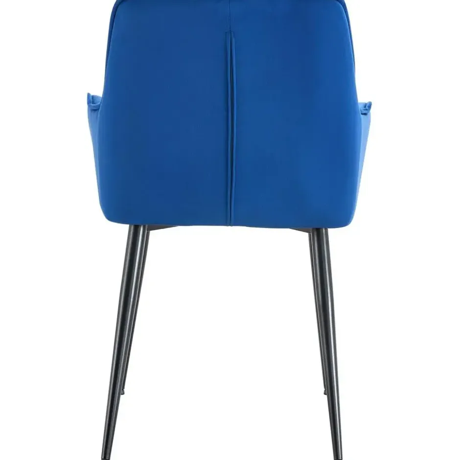 CLP Set van 2 Eetkamerstoel Ferndale zwart Frame - Fluweel - donkerblauw