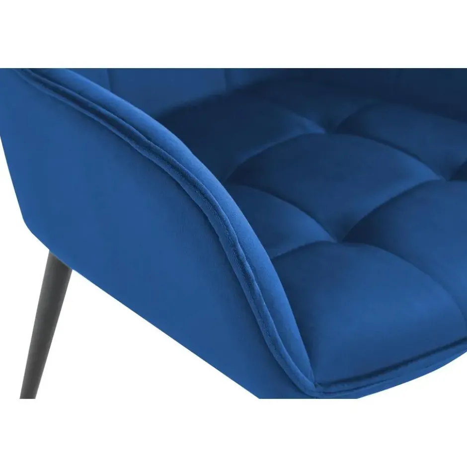 CLP Set van 2 Eetkamerstoel Ferndale zwart Frame - Fluweel - donkerblauw