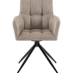CLP Set van 2 Eetkamerstoel Jonah zwart Frame - Stof - taupe