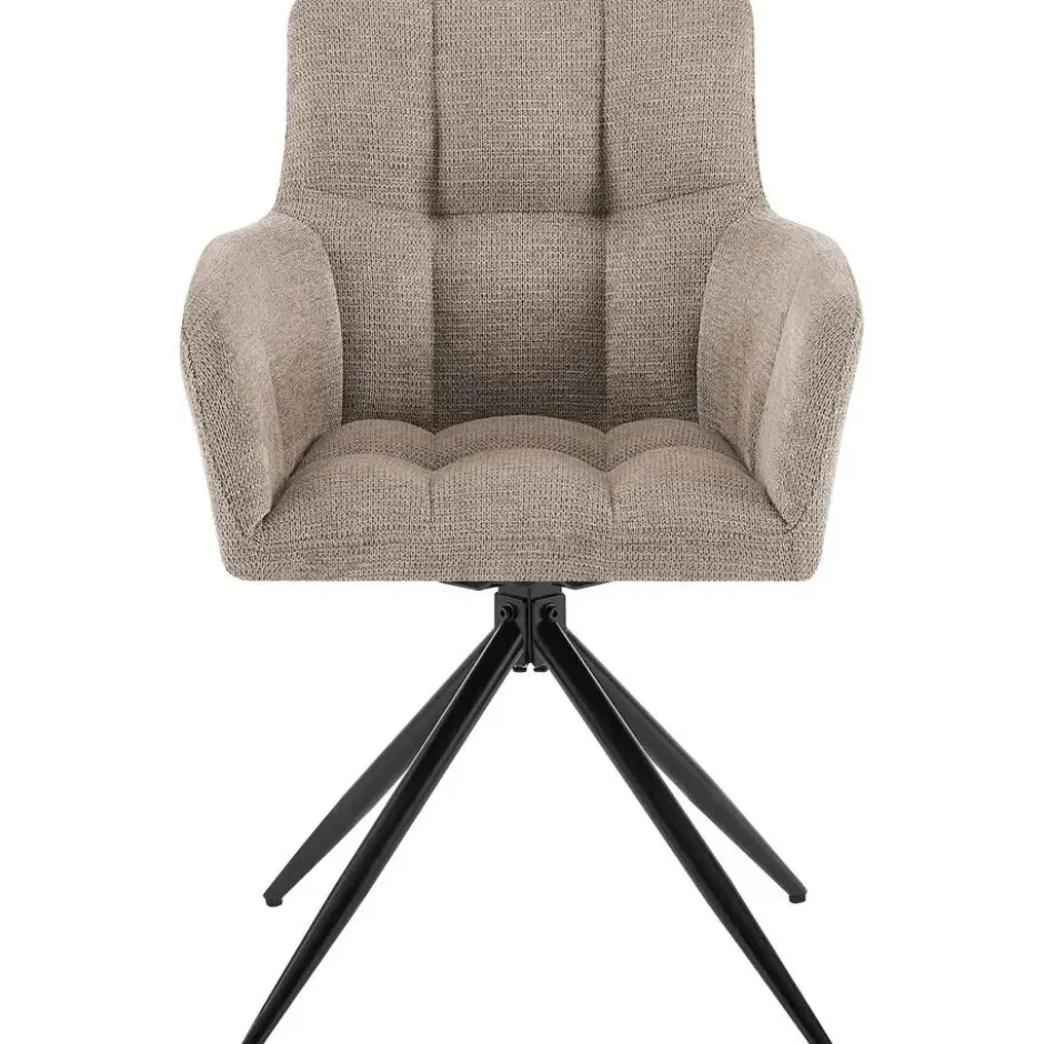 CLP Set van 2 Eetkamerstoel Jonah zwart Frame - Stof - taupe