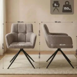 CLP Set van 2 Eetkamerstoel Jonah zwart Frame - Stof - taupe