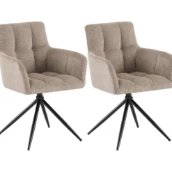 CLP Set van 2 Eetkamerstoel Jonah zwart Frame - Stof - taupe