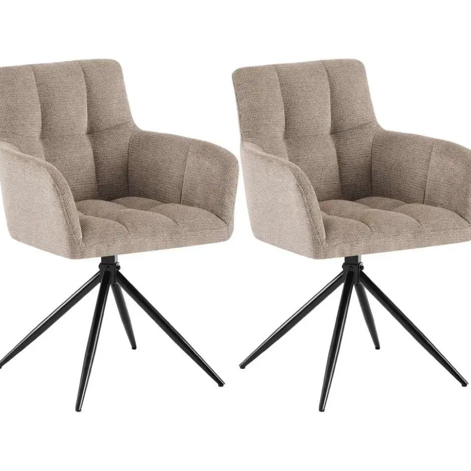 CLP Set van 2 Eetkamerstoel Jonah zwart Frame - Stof - taupe