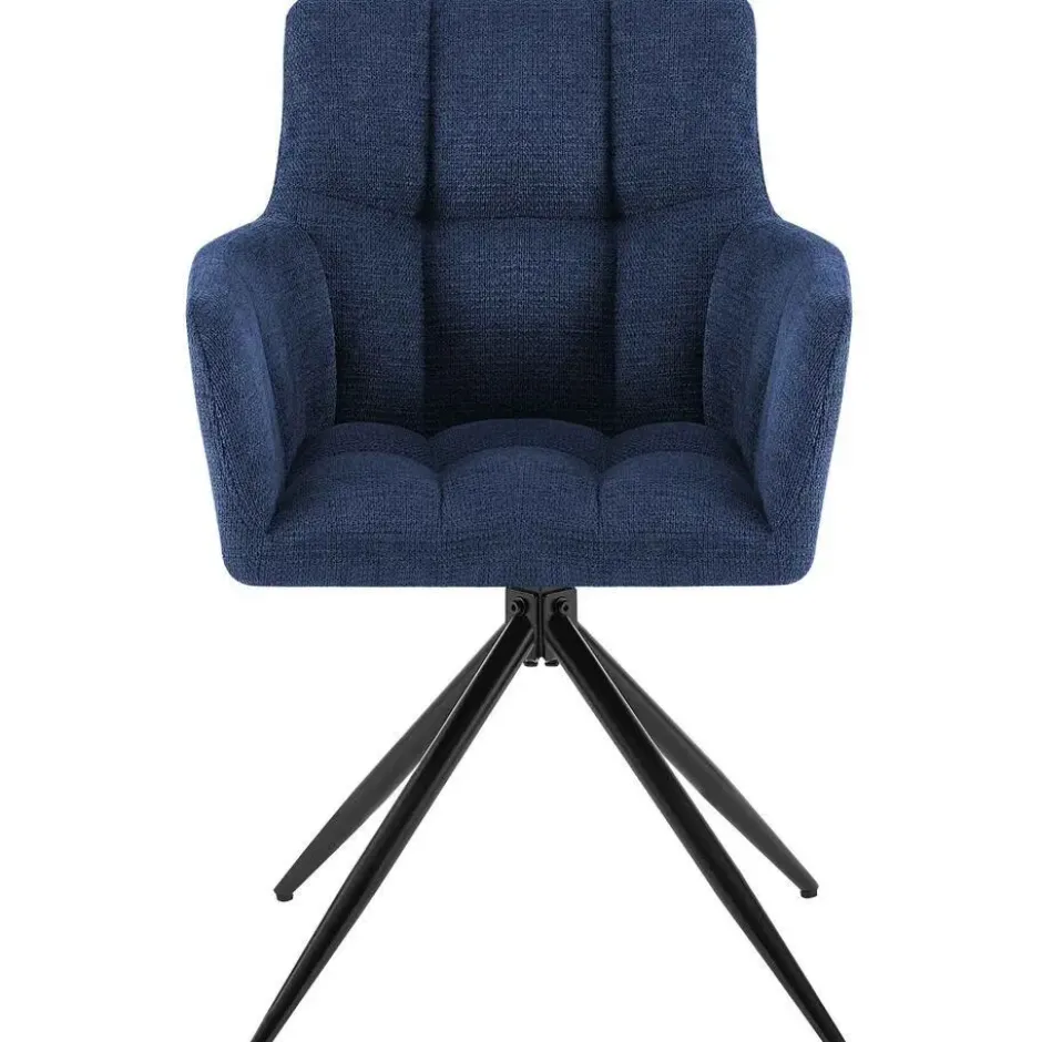 CLP Set van 2 Eetkamerstoel Jonah zwart Frame - Stof - donkerblauw