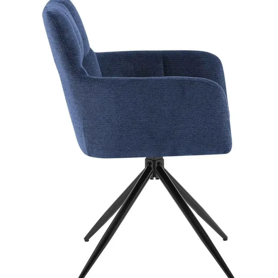 CLP Set van 2 Eetkamerstoel Jonah zwart Frame - Stof - donkerblauw