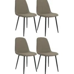 CLP Set van 4 Eetkamerstoel Maryam zwart Frame - Stof - taupe