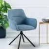 CLP Set van 2 Eetkamerstoel Tipton zwart Frame - Stof - blauw