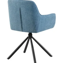 CLP Set van 2 Eetkamerstoel Tipton zwart Frame - Stof - blauw