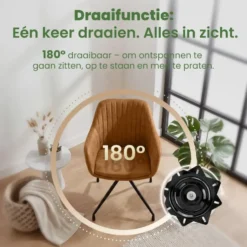 CLP Set van 2 Eetkamerstoel Welby zwart Frame - Vintage kunstleer - licht bruin