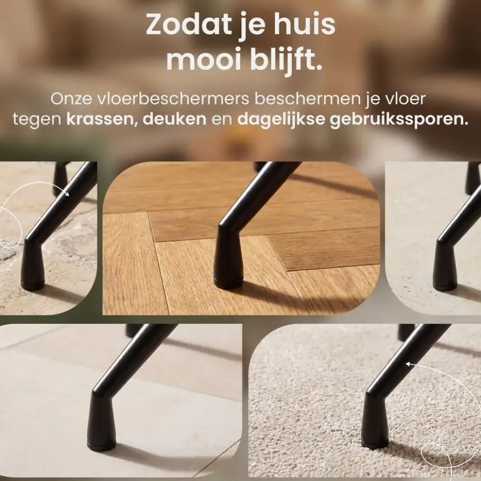 CLP Set van 2 Eetkamerstoel Welby zwart Frame - Vintage kunstleer - licht bruin