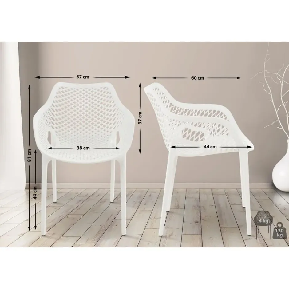 CLP Set van 2 Tuinstoel Air XL Kunststof - wit