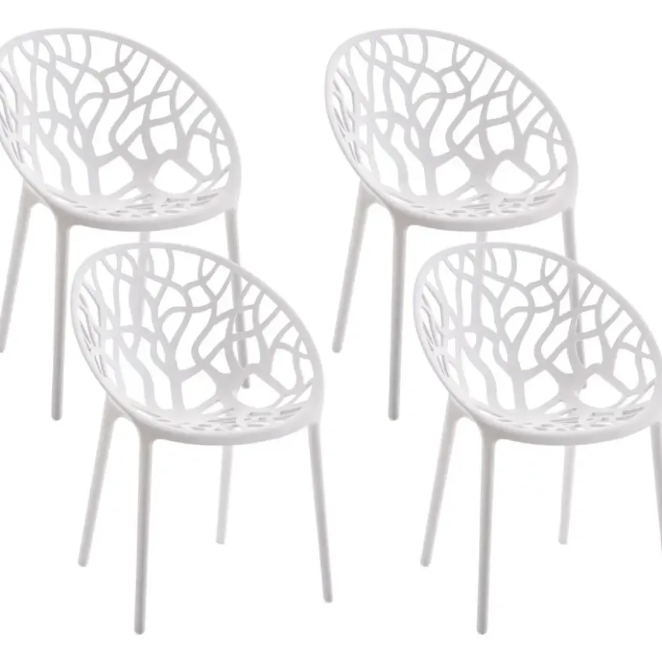 CLP Set van 4 Tuinstoel Hope Kunststof - wit