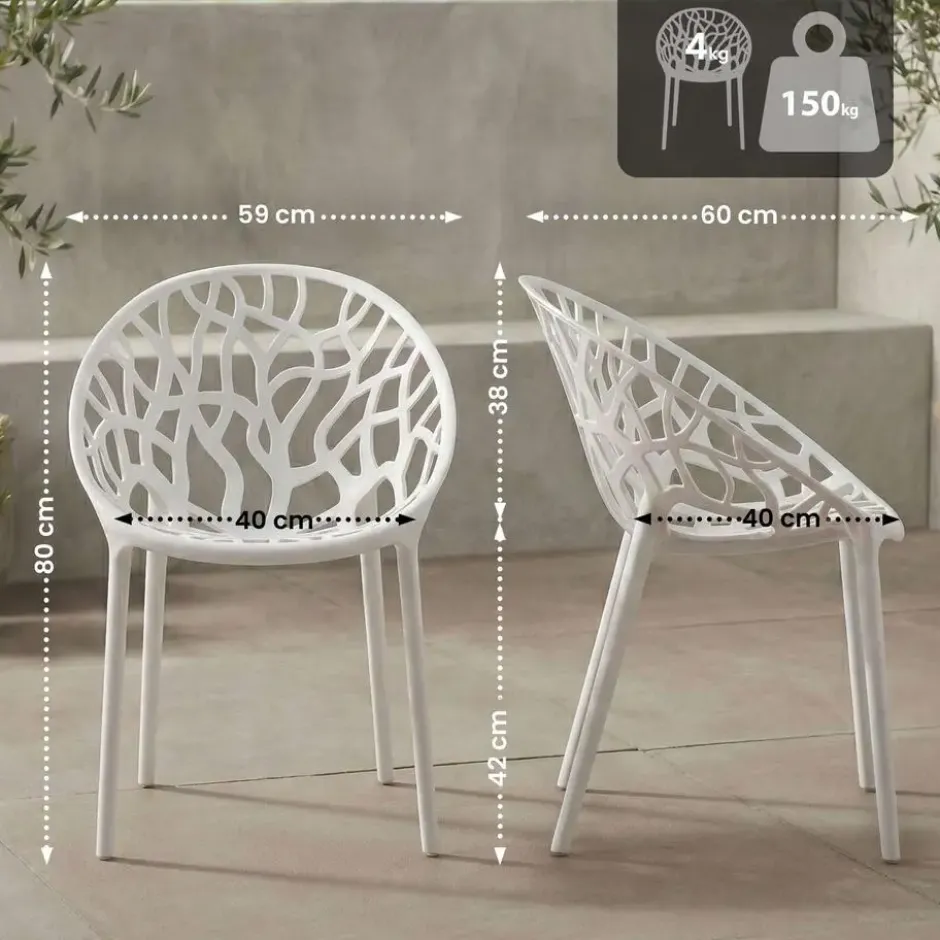 CLP Set van 4 Tuinstoel Hope Kunststof - wit