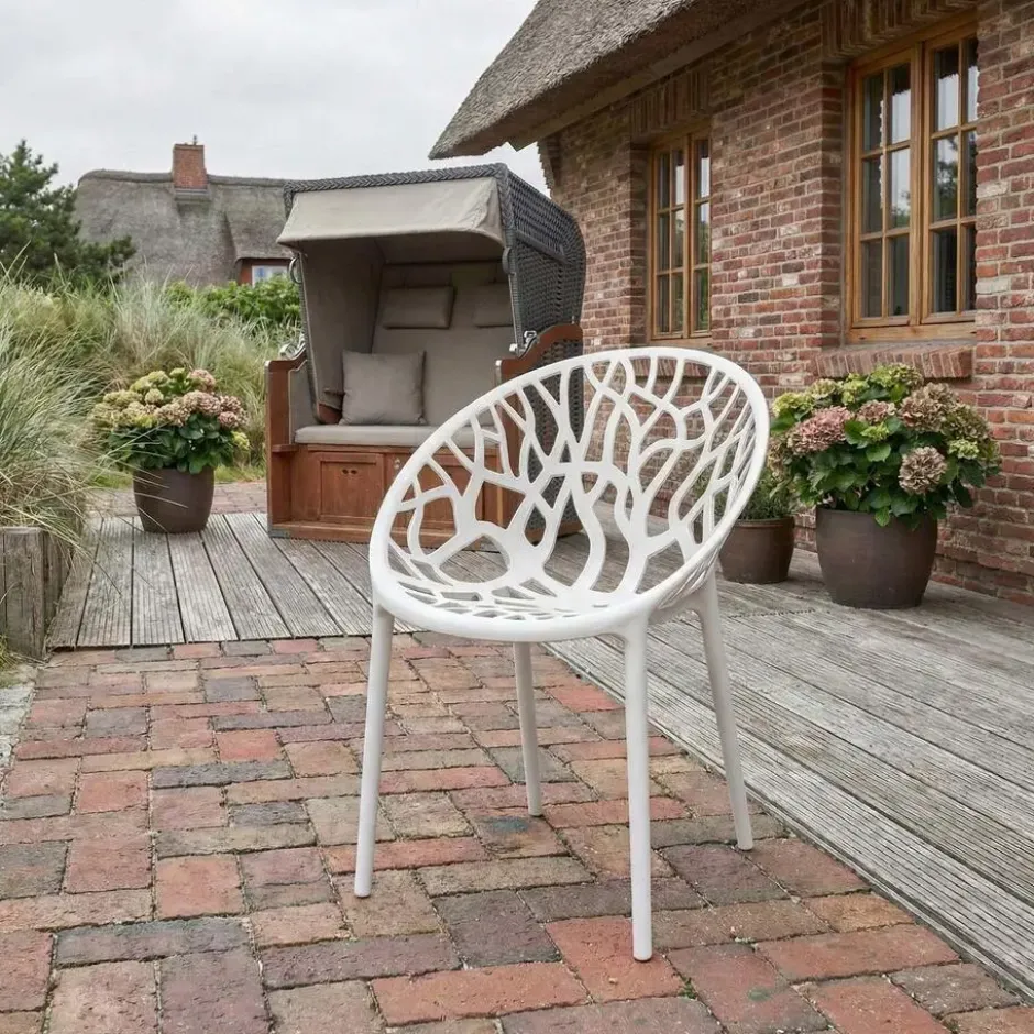 CLP Set van 4 Tuinstoel Hope Kunststof - wit