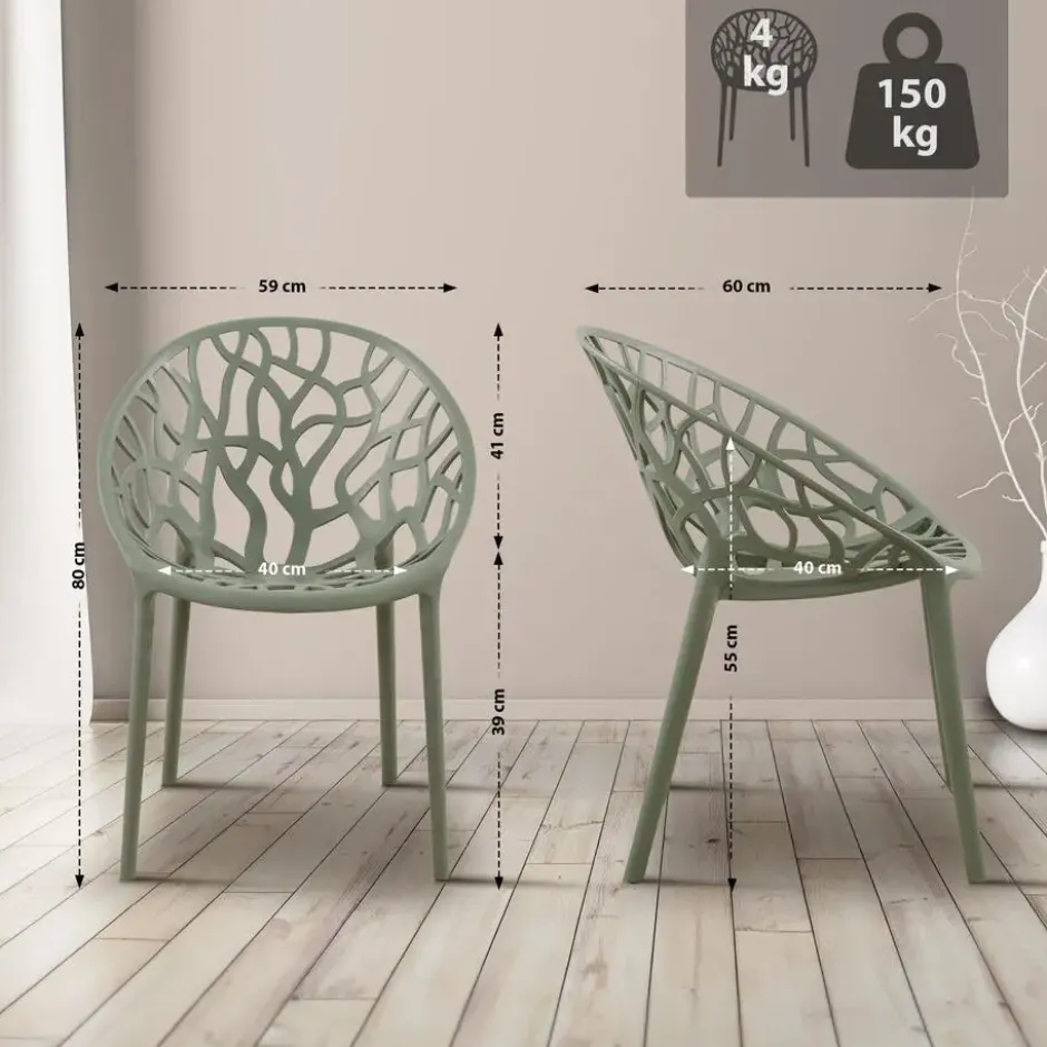 CLP Set van 2 Tuinstoel Hope Kunststof - olijf