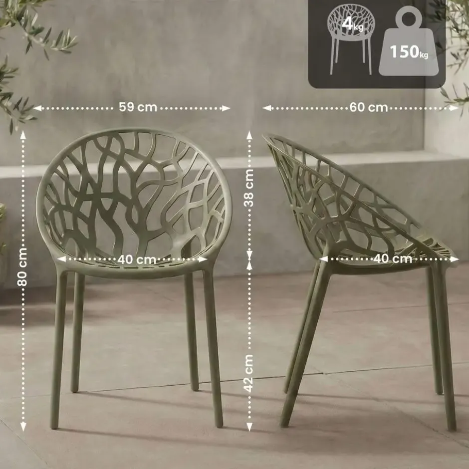 CLP Set van 2 Tuinstoel Hope Kunststof - olijf