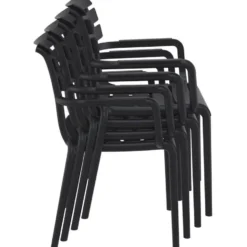 CLP Set van 6 Tuinstoel Paris Kunststof - zwart