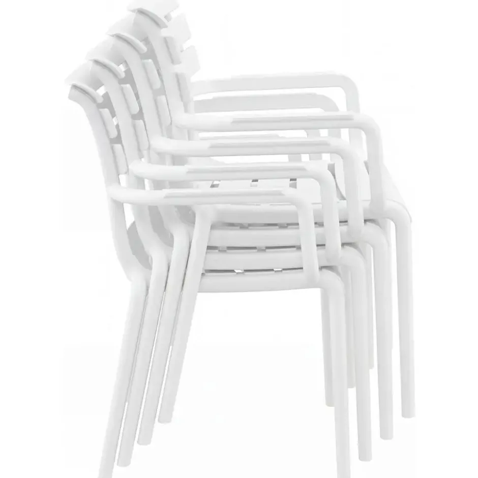 CLP Set van 4 Tuinstoel Paris Kunststof - wit