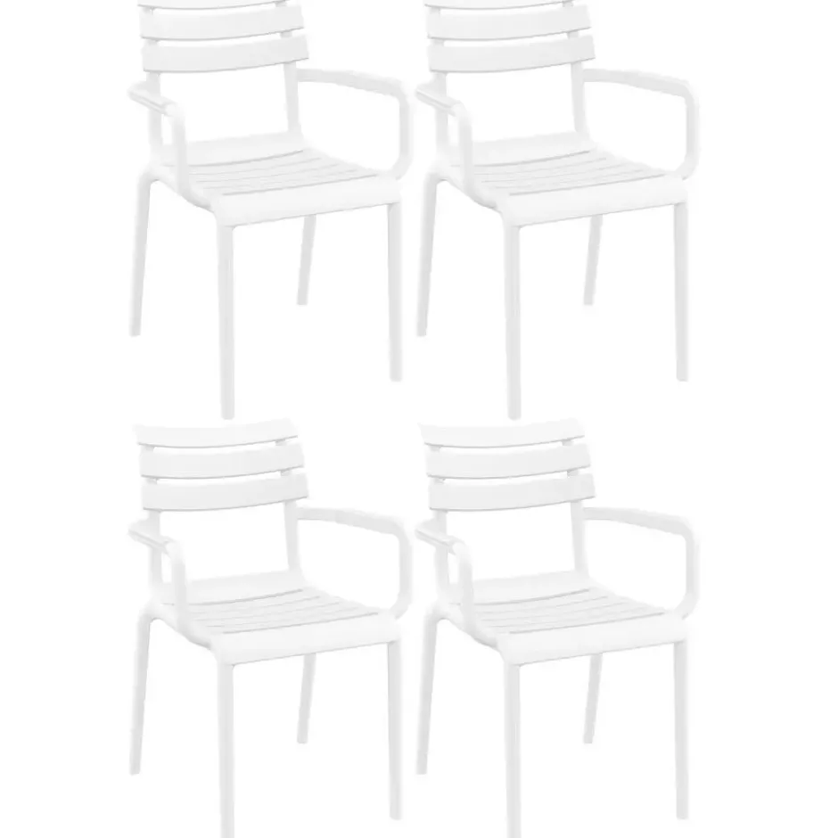 CLP Set van 4 Tuinstoel Paris Kunststof - wit