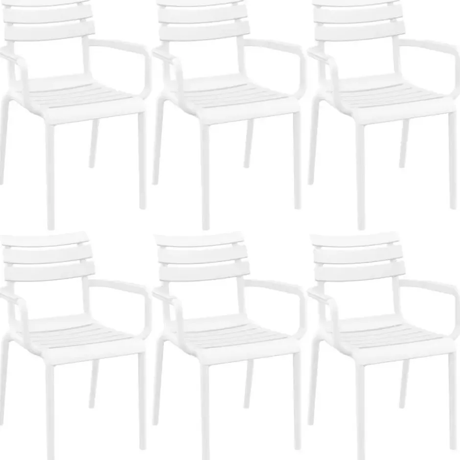 CLP Set van 6 Tuinstoel Paris Kunststof - wit