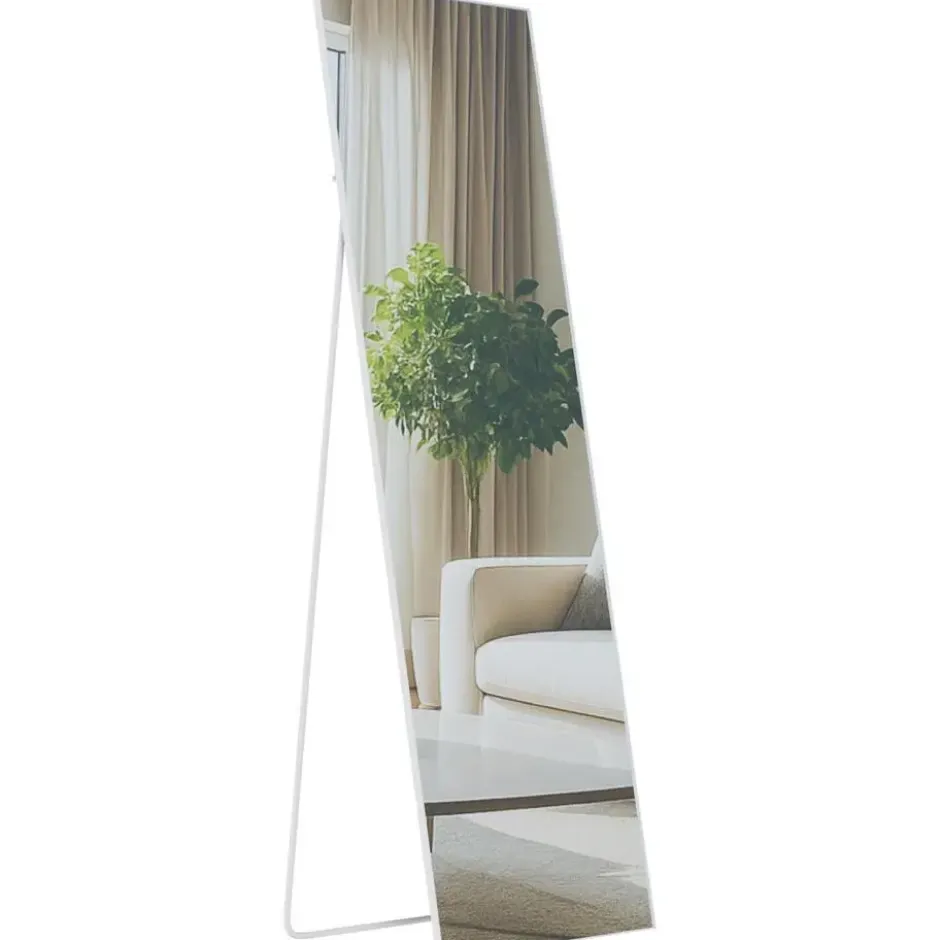 CLP Staande spiegel Benicia vierkant - Glas - mat wit