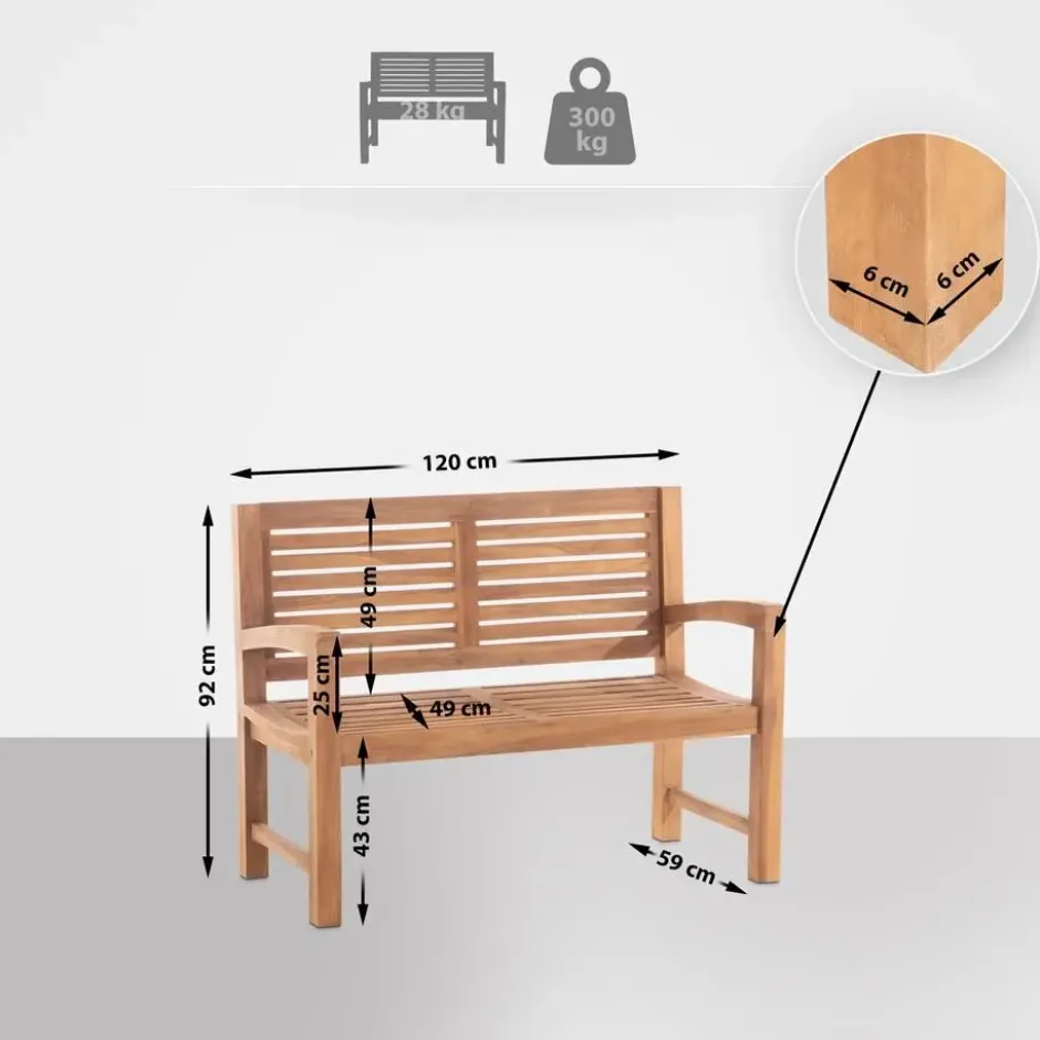 CLP Teakbank Halden 120 cm