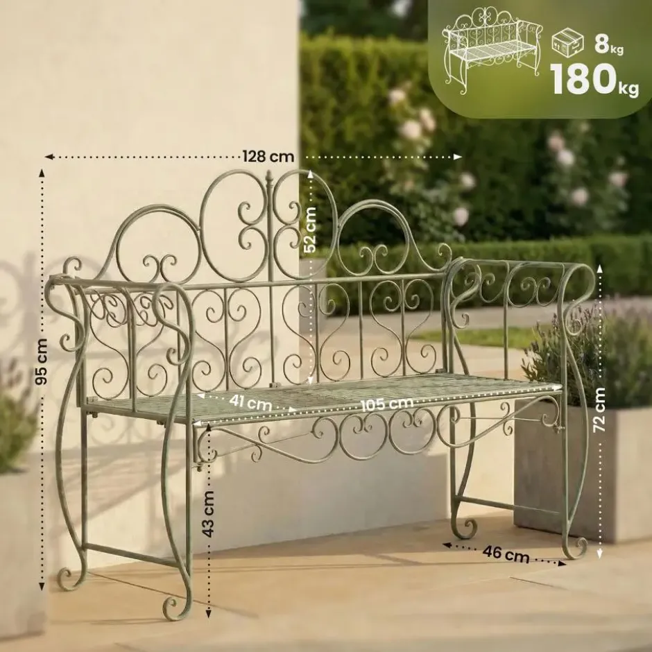 CLP Tuinbank Minna 128 cm - antiek/groen