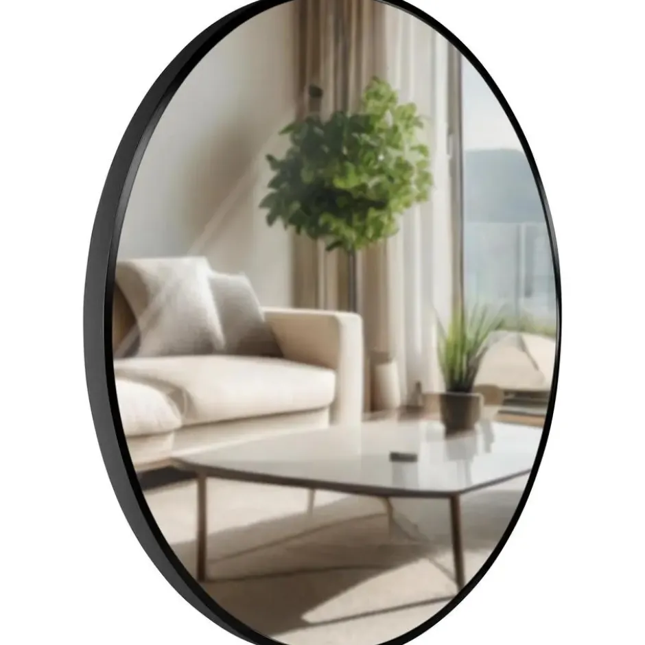 CLP Wandspiegel Elsie rond - Metaal - zwart - 60cm