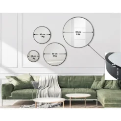 CLP Wandspiegel Elsie rond - Metaal - zwart - 45cm