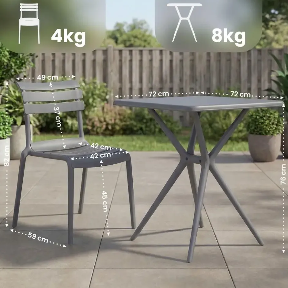 CLP zitgroep 4 stoelen Vela Kunststof - donkergrijs