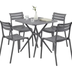 CLP zitgroep 4 stoelen Vela Kunststof - donkergrijs