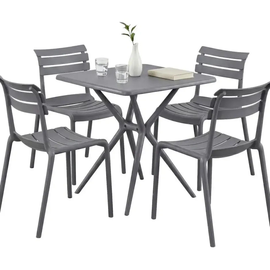 CLP zitgroep 4 stoelen Vela Kunststof - donkergrijs
