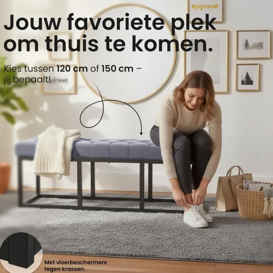 CLP 2-zits Bankje Polson 150 cm - grijs