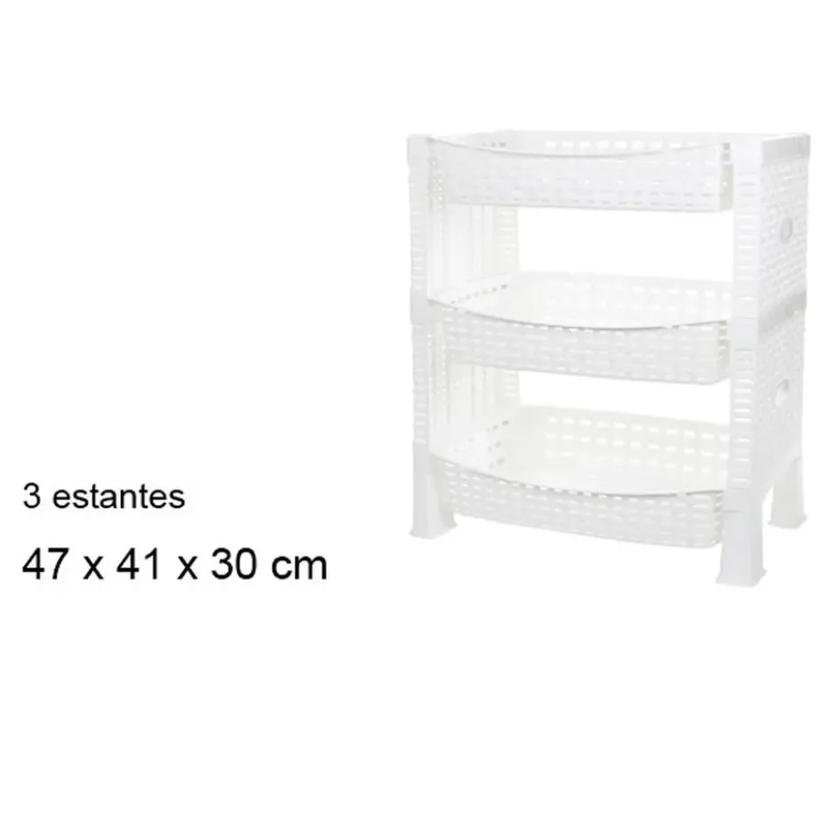 CM keuken opbergrek - 3-laags - wit - kunststof - 47 x 41 x30cm