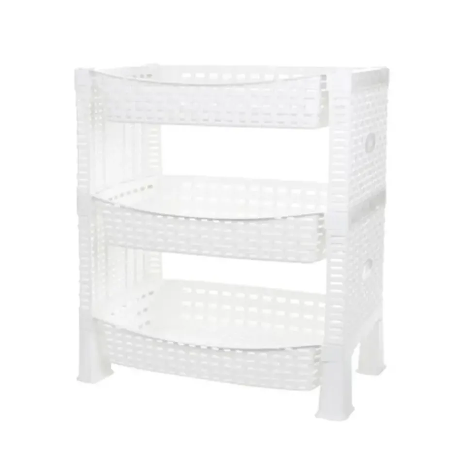 CM keuken opbergrek - 3-laags - wit - kunststof - 47 x 41 x30cm
