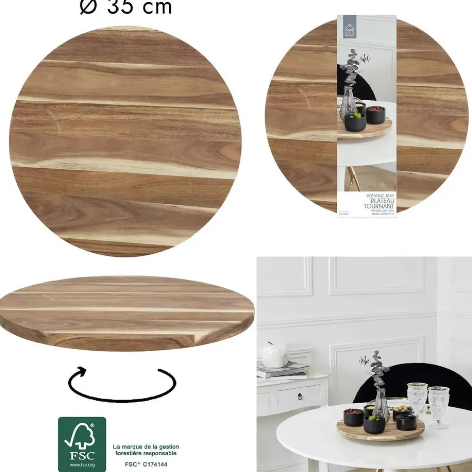 Cook Concept draaibaar serveer plateau - Acacia hout - D35 cm