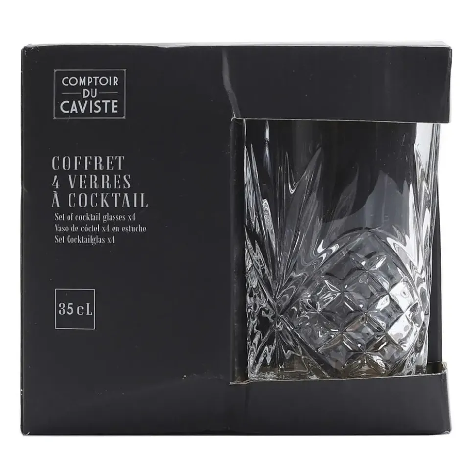 Cook Concept Drinkglazen - Luxe relief - glas - 4x stuks - 350ml