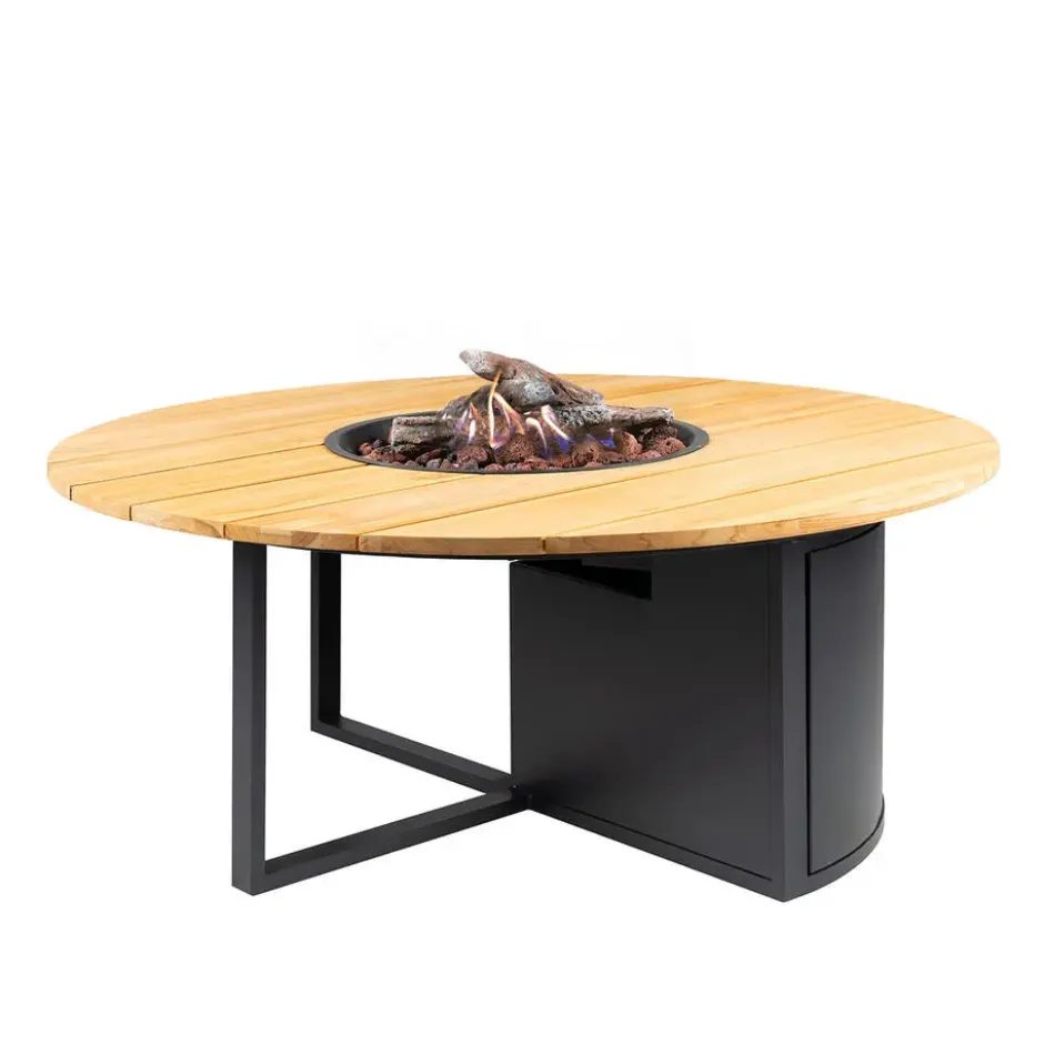 Cosiloft vuurtafel 120 cm rond zwart teak
