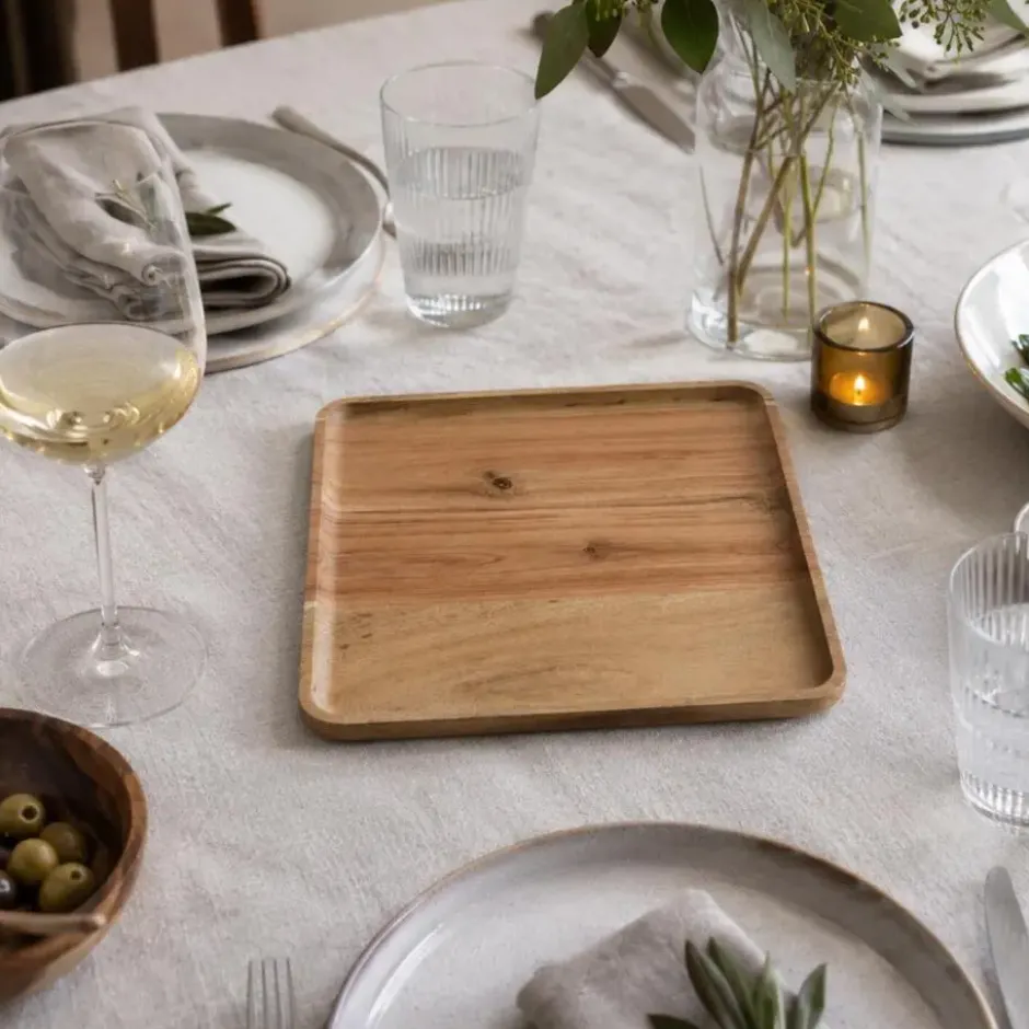 Cosy & Trendy Dienblad - hout - opstaande rand - vierkant - 26 cm