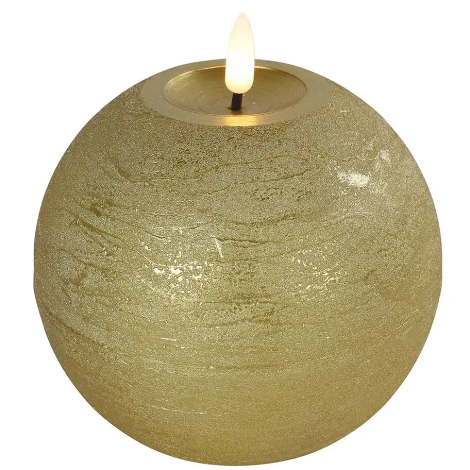 Countryfield LED kaars/bolkaars- goud - B12 x H12,5 cm