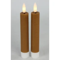 Countryfield Led kaarsen/dinerkaarsen - 2x - cognac bruin - 15 cm