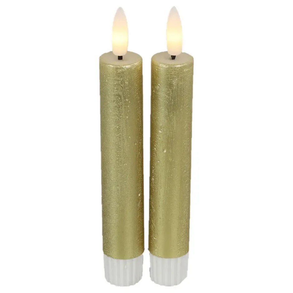 Countryfield Led kaarsen/dinerkaarsen - 2x stuks - goud - 15 cm