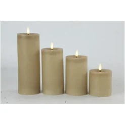 Countryfield LED kaars/stompkaars - beige - D7,5 x H12,5 cm - timer