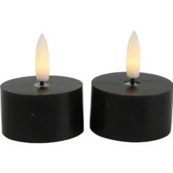 Countryfield LED waxinelichtjes - 2x - zwart - D4 x H5,2 cm