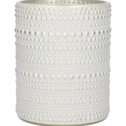 Countryfield theelichthouder/kaarsenhouder - wit/zilver - H8 cm