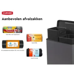 Curver Decobin Duo Prullenbak - 26L+26L - Rechthoekig - Cool Grey