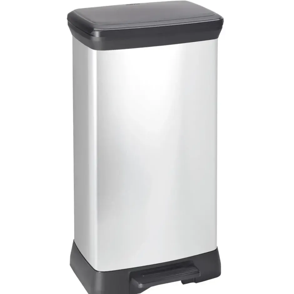 Curver Decobin Prullenbak- 50L - 39x29x72 cm - Zilver Metallic